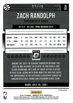 2018-19 Donruss Optic - Pink Velocity #81 Zach Randolph Back