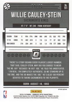 2018-19 Donruss Optic - Pink Velocity #91 Willie Cauley-Stein Back