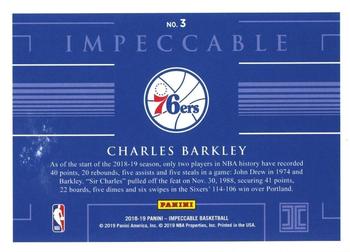 2018-19 Panini Impeccable - Gold NBA Logo #3 Charles Barkley Back