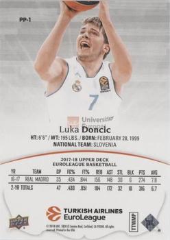 2017-18 Upper Deck EuroLeague - Premier Prospects #PP-1 Luka Doncic Back