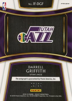 2018-19 Panini Select - In Flight Signatures Neon Green Prizms #IF-DGF Darrell Griffith Back