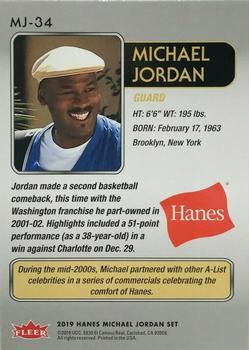 2018-19 Fleer Hanes Michael Jordan 30th Anniversary #MJ-34 Michael Jordan Back