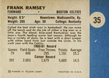 1961-62 Fleer #35 Frank Ramsey Back