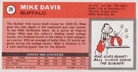 1970-71 Topps #29 Mike Davis Back