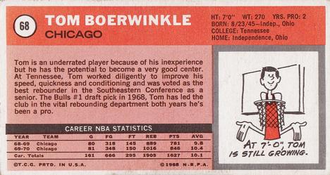 1970-71 Topps #68 Tom Boerwinkle Back
