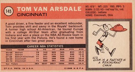 1970-71 Topps #145 Tom Van Arsdale Back