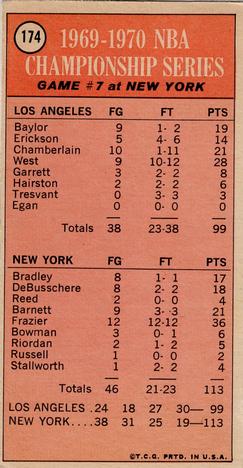 1970-71 Topps #174 1969-70 NBA Championship Game 7 Back