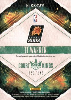 2018-19 Panini Court Kings - Court Kings Autographs #CK-TJW T.J. Warren Back