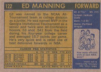1971-72 Topps #122 Ed Manning Back