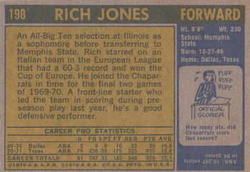 1971-72 Topps #198 Rich Jones Back