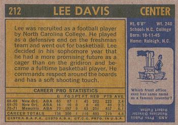 1971-72 Topps #212 Lee Davis Back