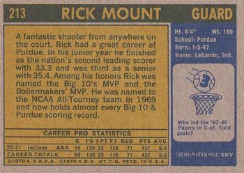 1971-72 Topps #213 Rick Mount Back