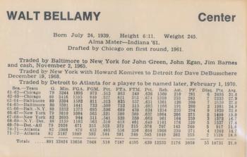 1972-73 Comspec #NNO Walt Bellamy Back