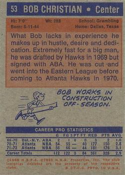 1972-73 Topps #53 Bob Christian Back