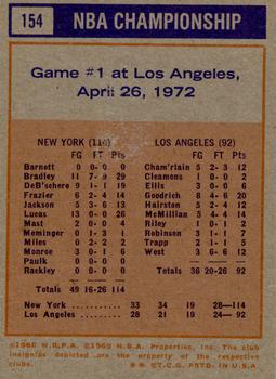 1972-73 Topps #154 1971-72 NBA Finals Game 1 Back