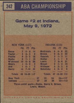 1972-73 Topps #242 1971-72 ABA Finals Game 2 Back