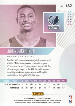 2018-19 Panini Status #182 Jaren Jackson Jr. Back