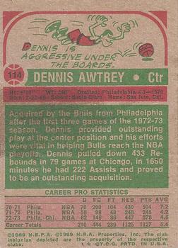 1973-74 Topps #114 Dennis Awtrey Back