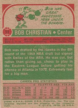 1973-74 Topps #11 Bob Christian Back