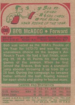 1973-74 Topps #135 Bob McAdoo Back