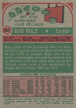 1973-74 Topps #138 Bob Rule Back