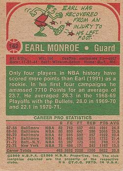 1973-74 Topps #142 Earl Monroe Back