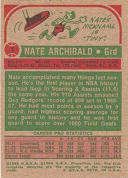 1973-74 Topps #1 Nate Archibald Back