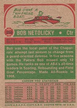 1973-74 Topps #256 Bob Netolicky Back