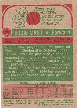 1973-74 Topps #28 Eddie Mast Back