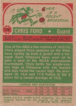 1973-74 Topps #79 Chris Ford Back