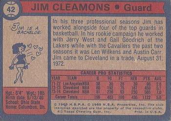 1974-75 Topps #42 Jim Cleamons Back