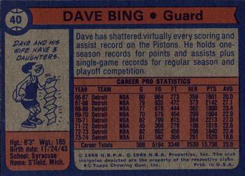 1974-75 Topps #40 Dave Bing Back