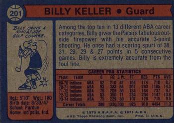 1974-75 Topps #201 Billy Keller Back