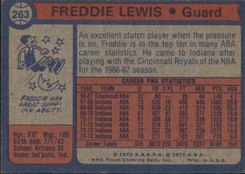 1974-75 Topps #263 Freddie Lewis Back