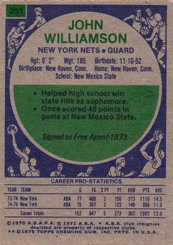 1975-76 Topps #251 John Williamson Back