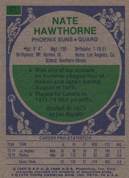 1975-76 Topps #57 Nate Hawthorne Back