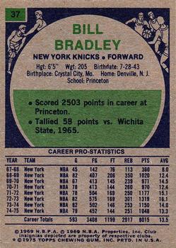 1975-76 Topps #37 Bill Bradley Back