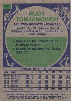 1975-76 Topps #70 Rudy Tomjanovich Back