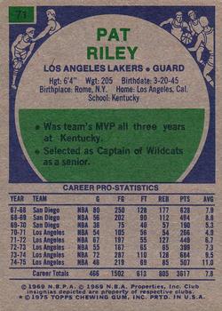 1975-76 Topps #71 Pat Riley Back