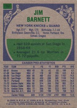 1975-76 Topps #92 Jim Barnett Back