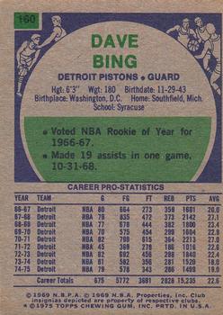 1975-76 Topps #160 Dave Bing Back