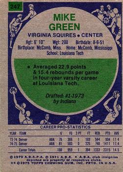 1975-76 Topps #247 Mike Green Back