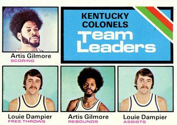 1975-76 Topps #280 Kentucky Colonels Team Leaders (Artis Gilmore / Louie Dampier) Front