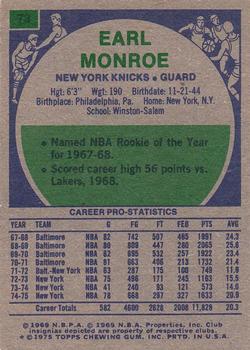 1975-76 Topps #73 Earl Monroe Back