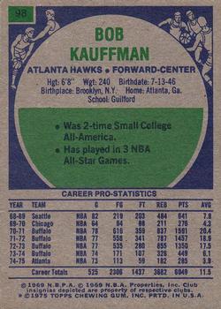 1975-76 Topps #98 Bob Kauffman Back