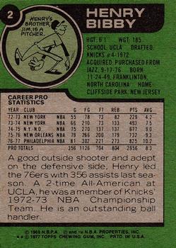 1977-78 Topps #2 Henry Bibby Back