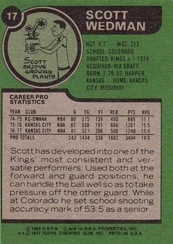 1977-78 Topps #17 Scott Wedman Back
