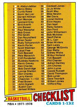 1977-78 Topps #29 Checklist 1-132 Front