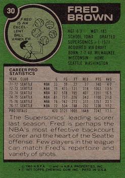 1977-78 Topps #30 Fred Brown Back