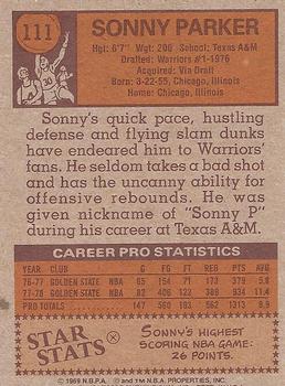 1978-79 Topps #111 Sonny Parker Back